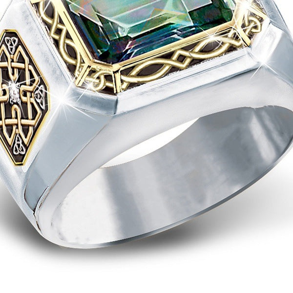 Square gem men's ring