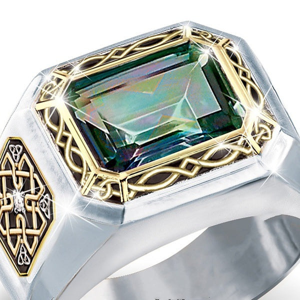 Square gem men's ring